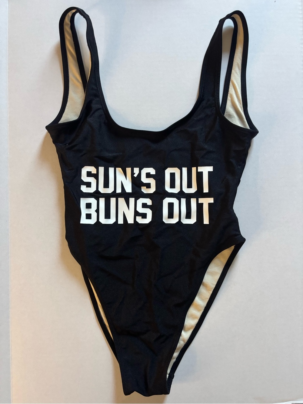 Kids Black One-Piece Swimsuit – 'Sun's Out Buns Out'